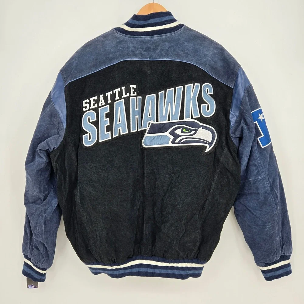 NWT Vtg Seattle Seahawks NFL Football Suede Varsity Letterman Jacket Mens XXL